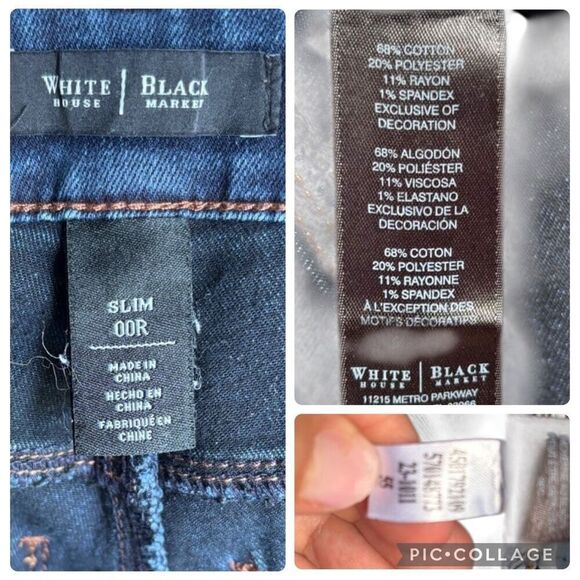 WHBM Slim Jeans Medium Dark Wash Mid Rise Soft Denim Women’s Size 00R 5 Pockets - Picture 8 of 9